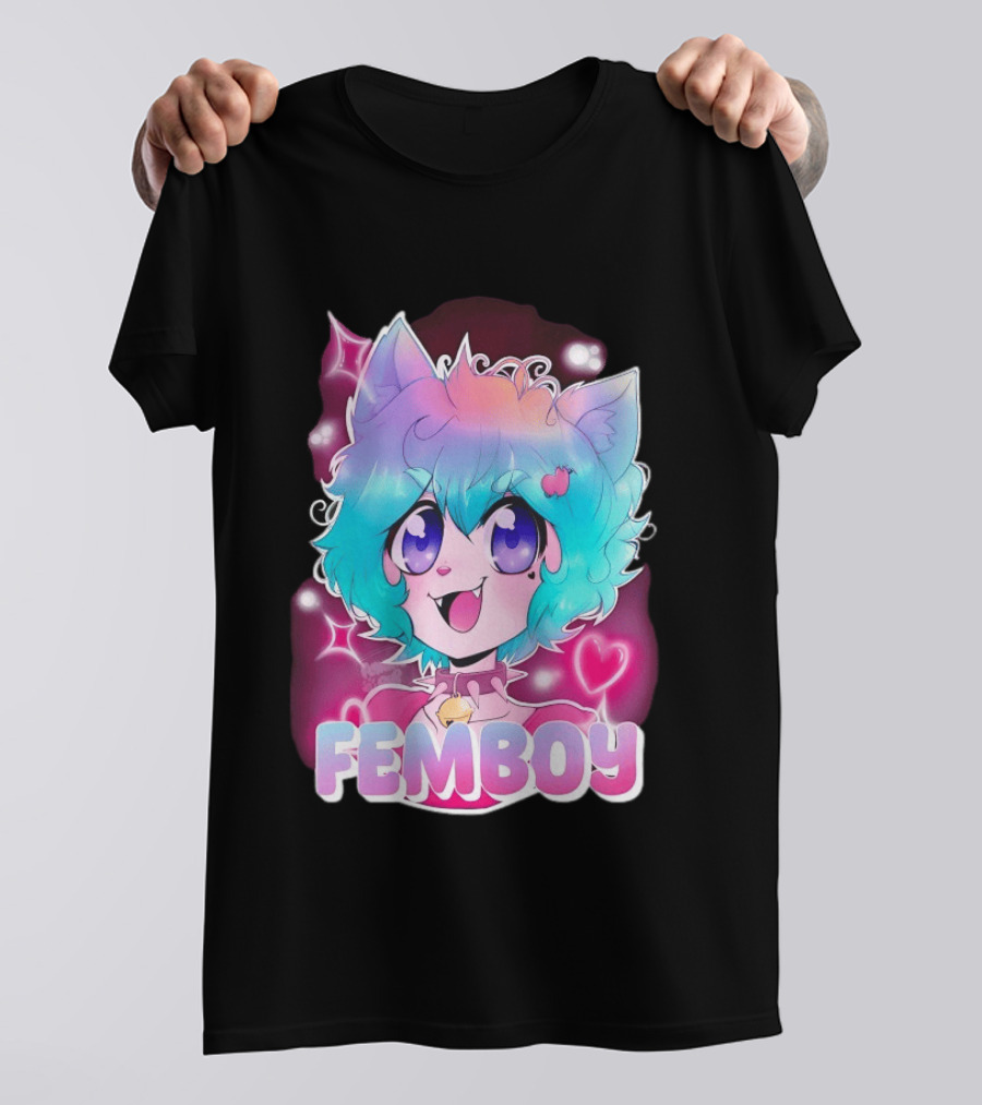 Femboy Anime Pastel Cat Ears Kawaii Aesthetic Cute T-Shirt