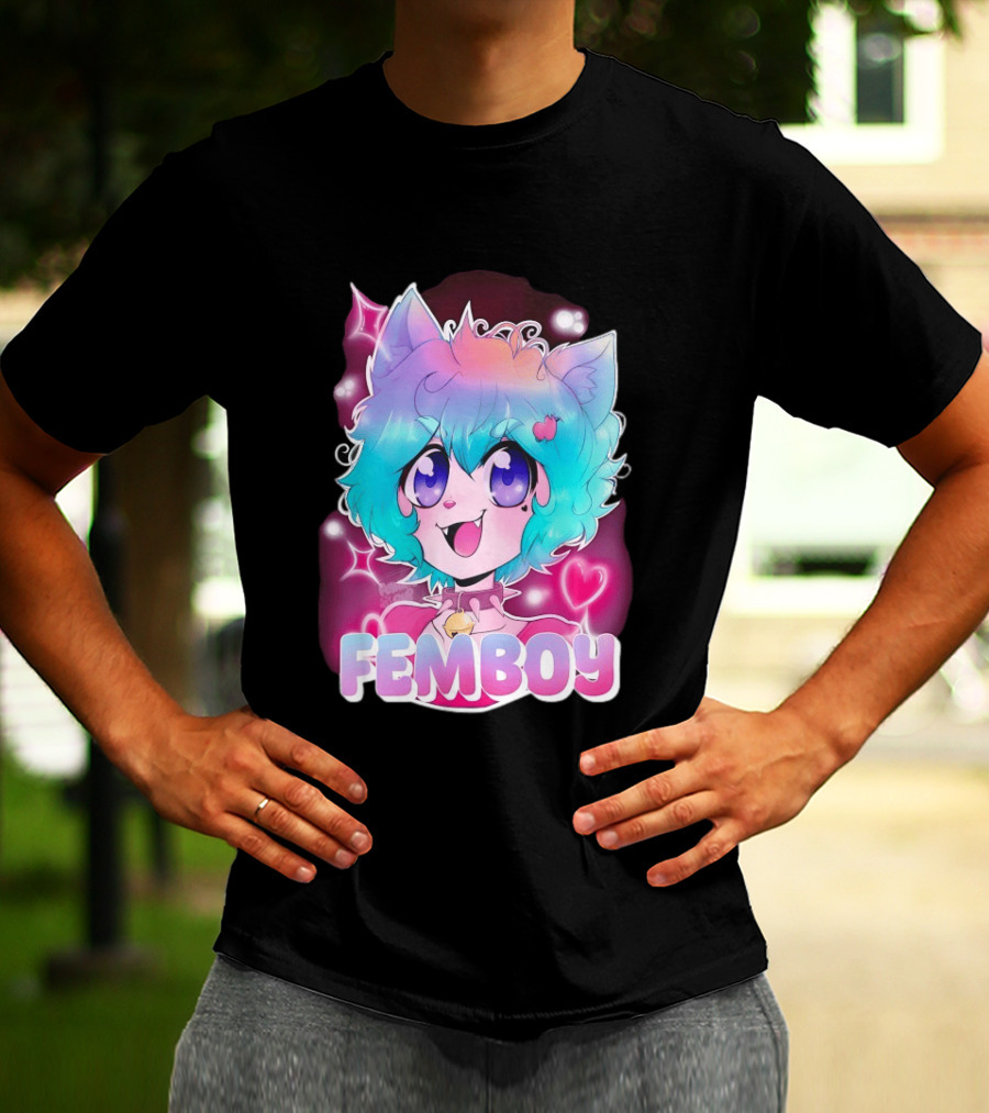 Femboy Anime Pastel Cat Ears Kawaii Aesthetic Cute T-Shirt