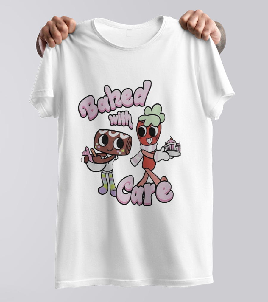 Baked With Care Baking Characters Cartoon T-Shirt