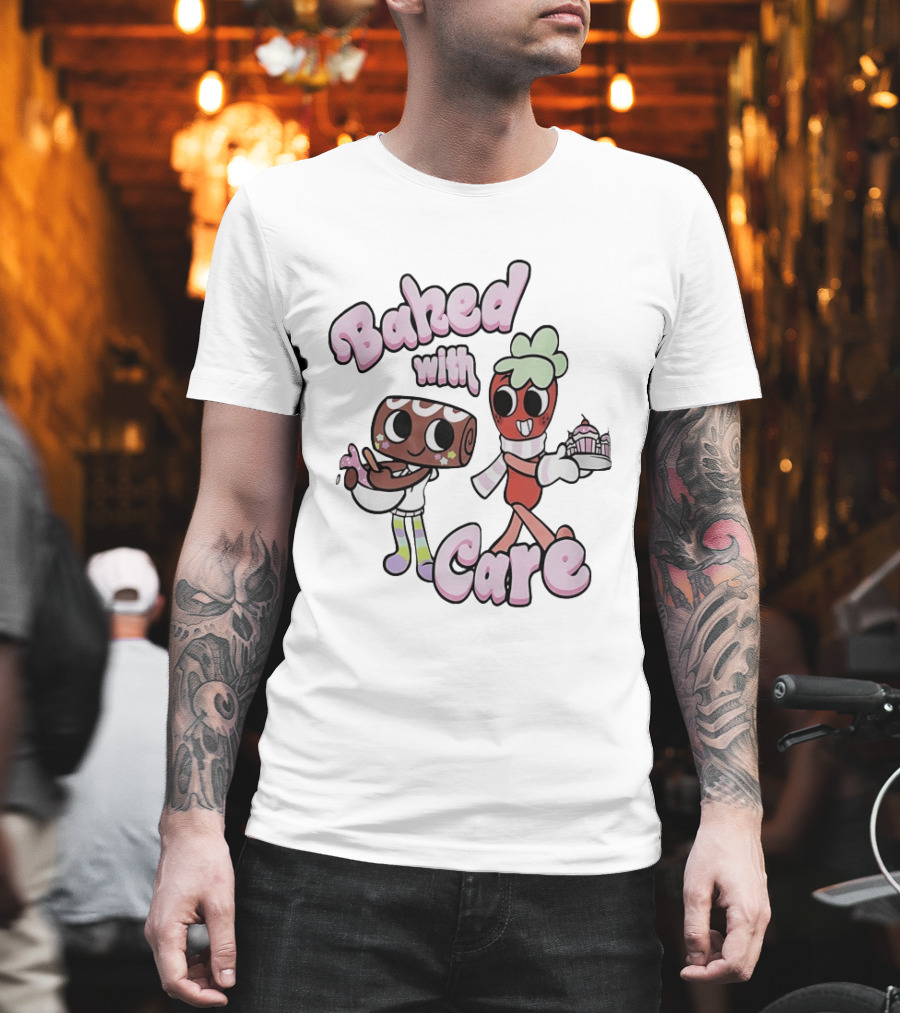 Baked With Care Baking Characters Cartoon T-Shirt