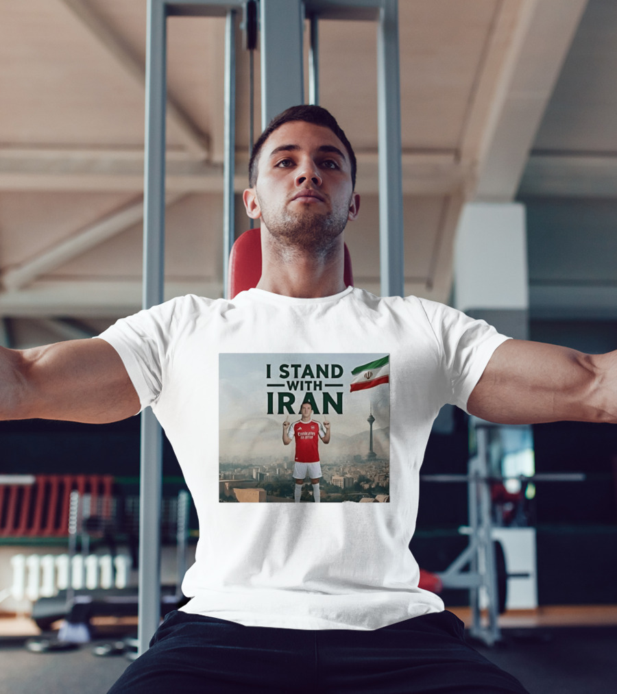 I Stand With Iran Soccer Supporter With Flag And Cityscape T-Shirt