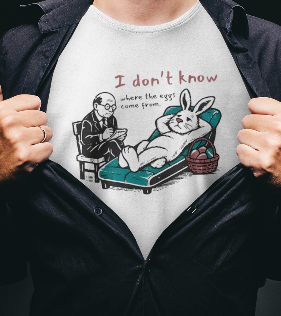 I Don't Know Where The Eggs Come From Old Man And Bunny T-Shirt