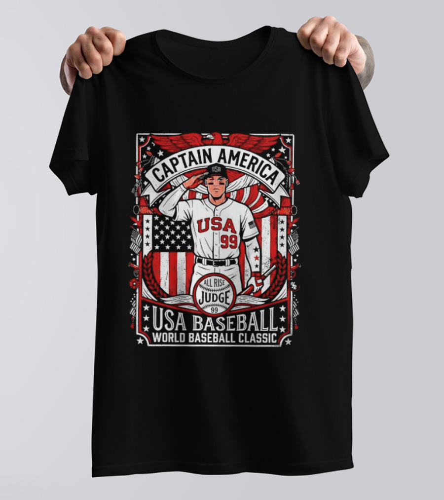 Captain America USA Baseball Judge 99 World Baseball T-Shirt