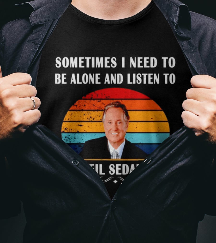 Neil Sedaka Sometimes I Need To Be Alone And Listen To Retro Stripes T-Shirt