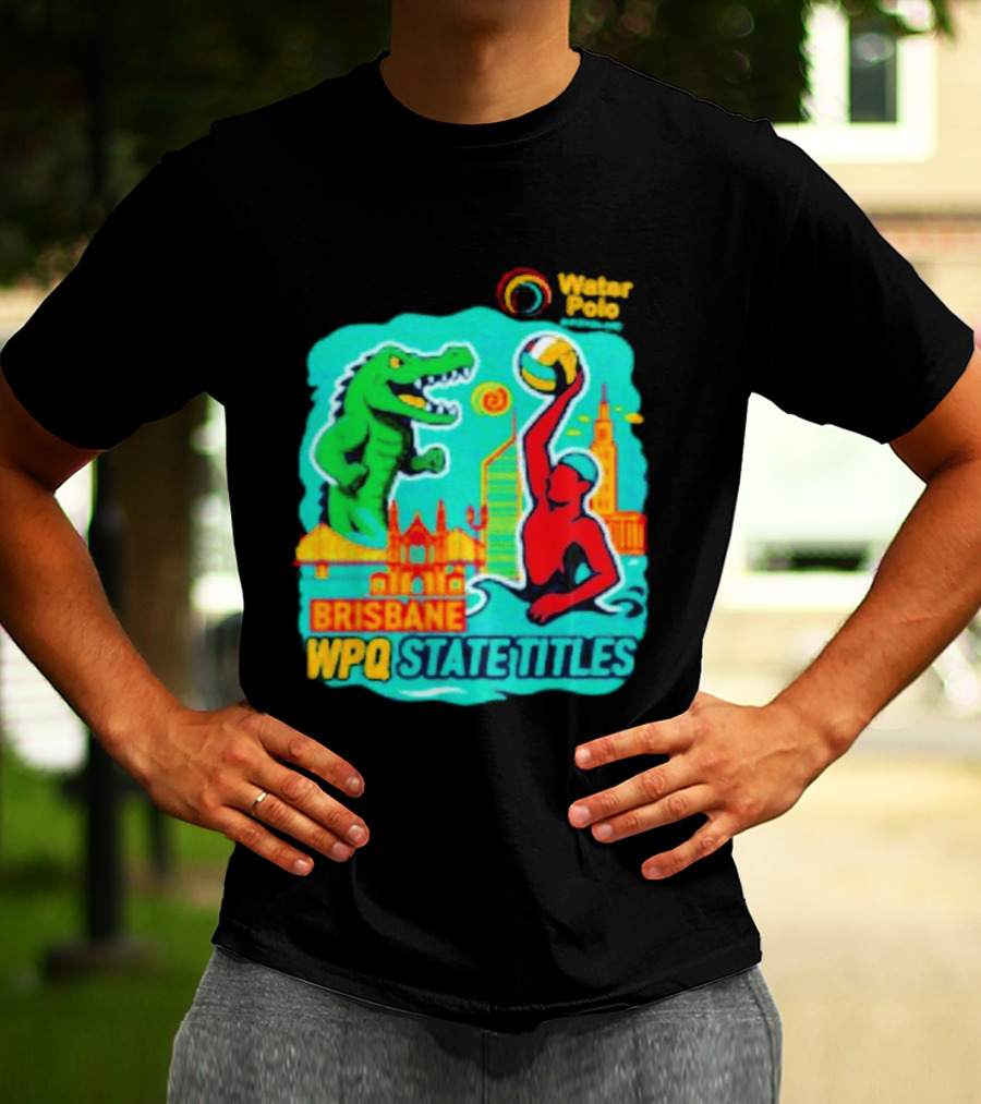 Brisbane WPQ State Titles Water Polo Tournament Crocodile Player Skyline T-Shirt