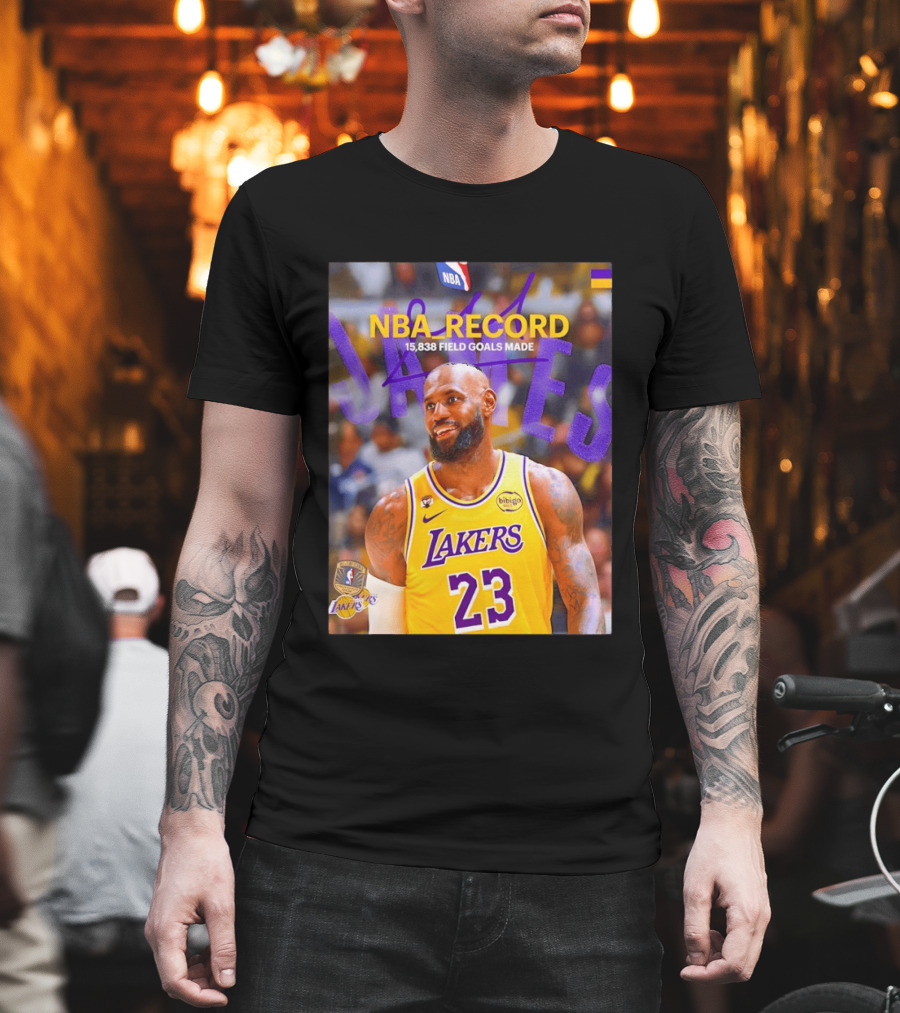 NBA Record LeBron James 15838 Field Goals Made Lakers 23 T-Shirt