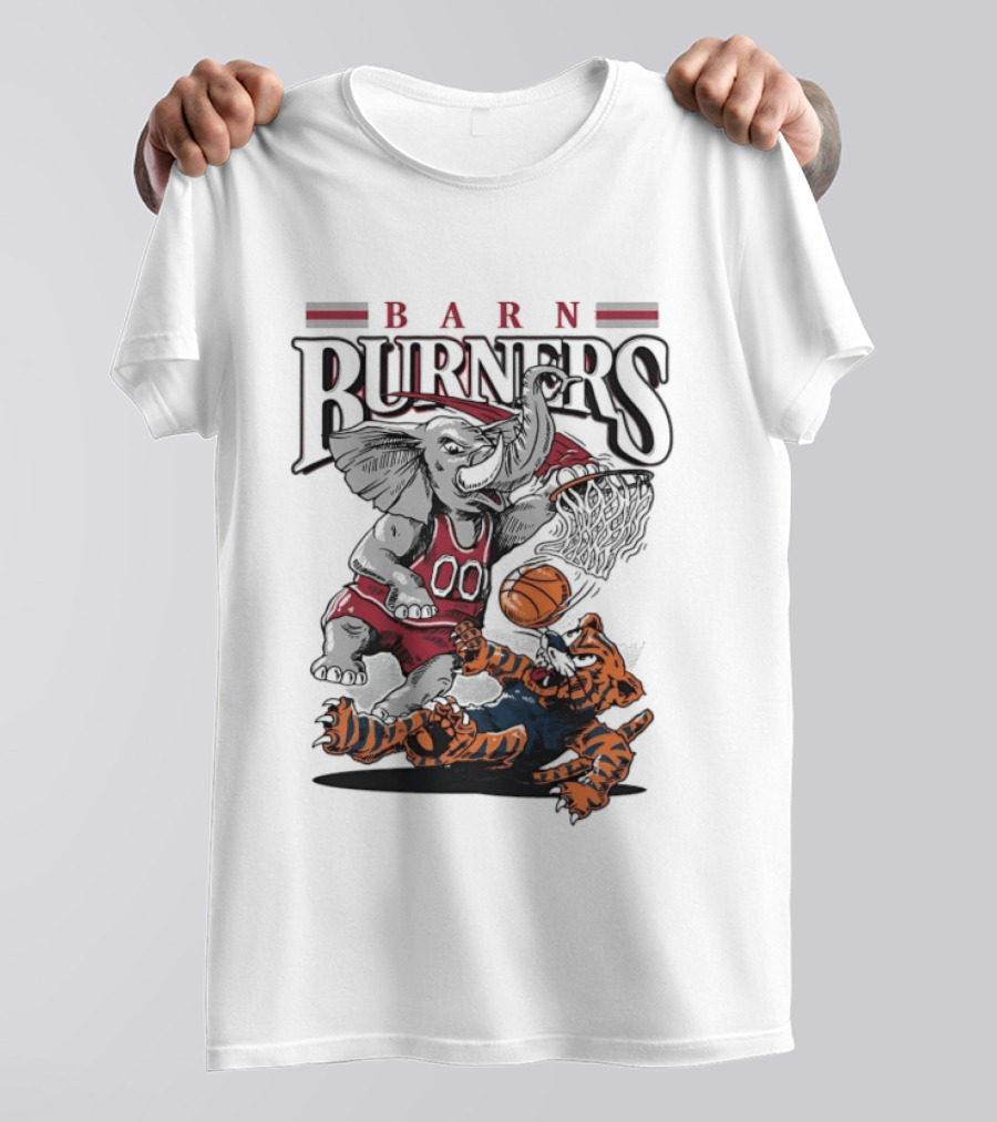 Barn Burners Alabama Crimson Tide Vs Auburn Tigers Basketball Showdown T-Shirt