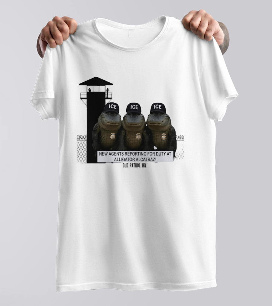 Alligator Alcatraz ICE Agents Guarding Prison Tower Scene T-Shirt