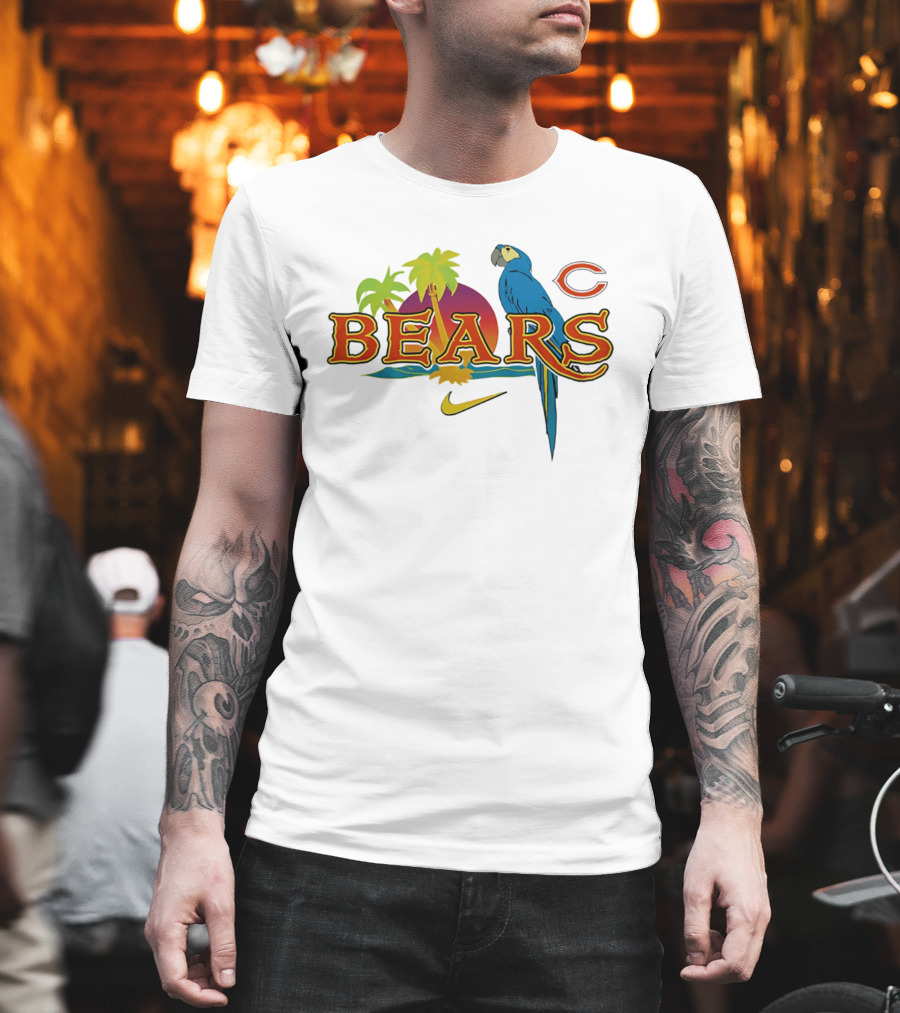 Chicago Bears Tropical Sunset Parrot Nike Collaboration T-Shirt