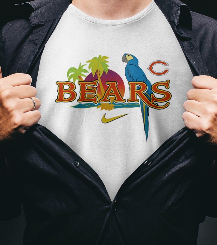 Chicago Bears Tropical Sunset Parrot Nike Collaboration T-Shirt