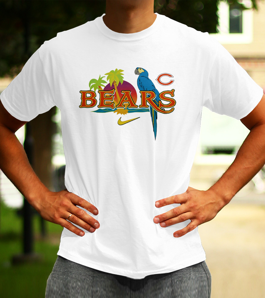 Chicago Bears Tropical Sunset Parrot Nike Collaboration T-Shirt
