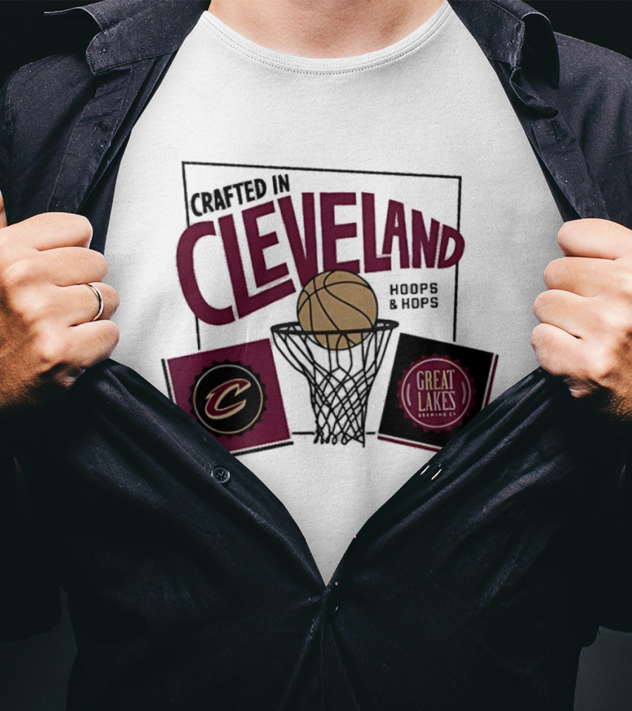 Crafted In Cleveland Hoops And Hops Cavaliers Great Lakes Brewing Co T-Shirt