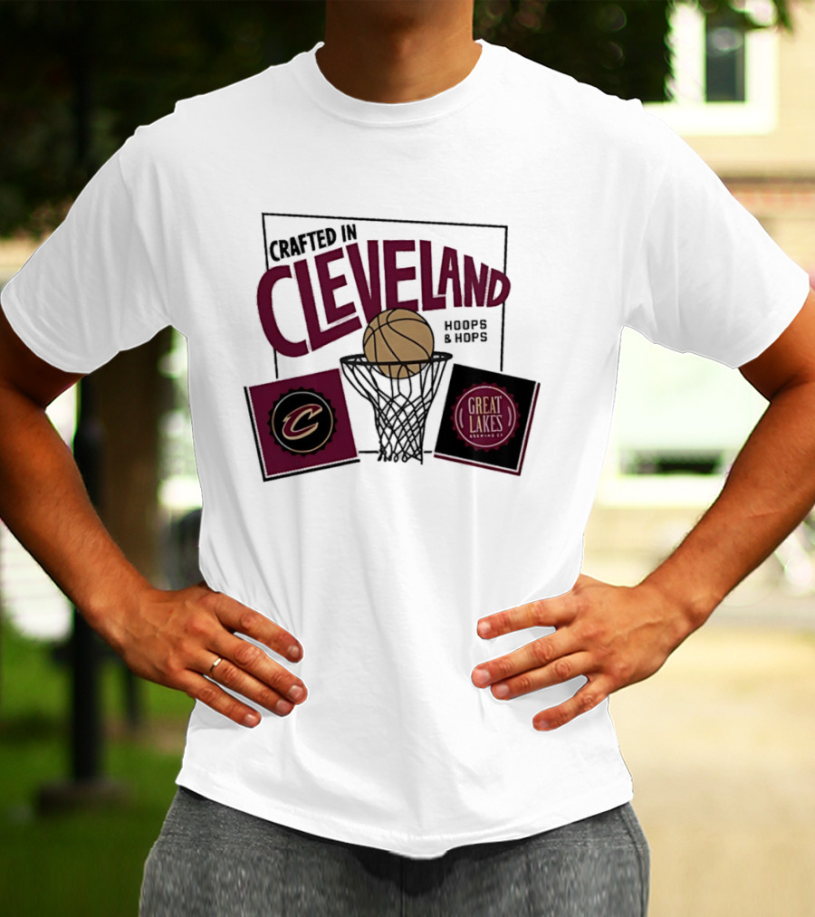 Crafted In Cleveland Hoops And Hops Cavaliers Great Lakes Brewing Co T-Shirt