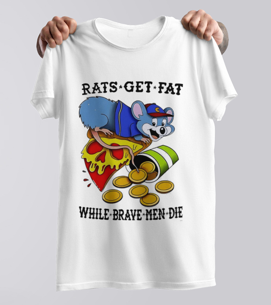 Rats Get Fat While Brave Men Die Pizza Coin Cap Mouse T-Shirt