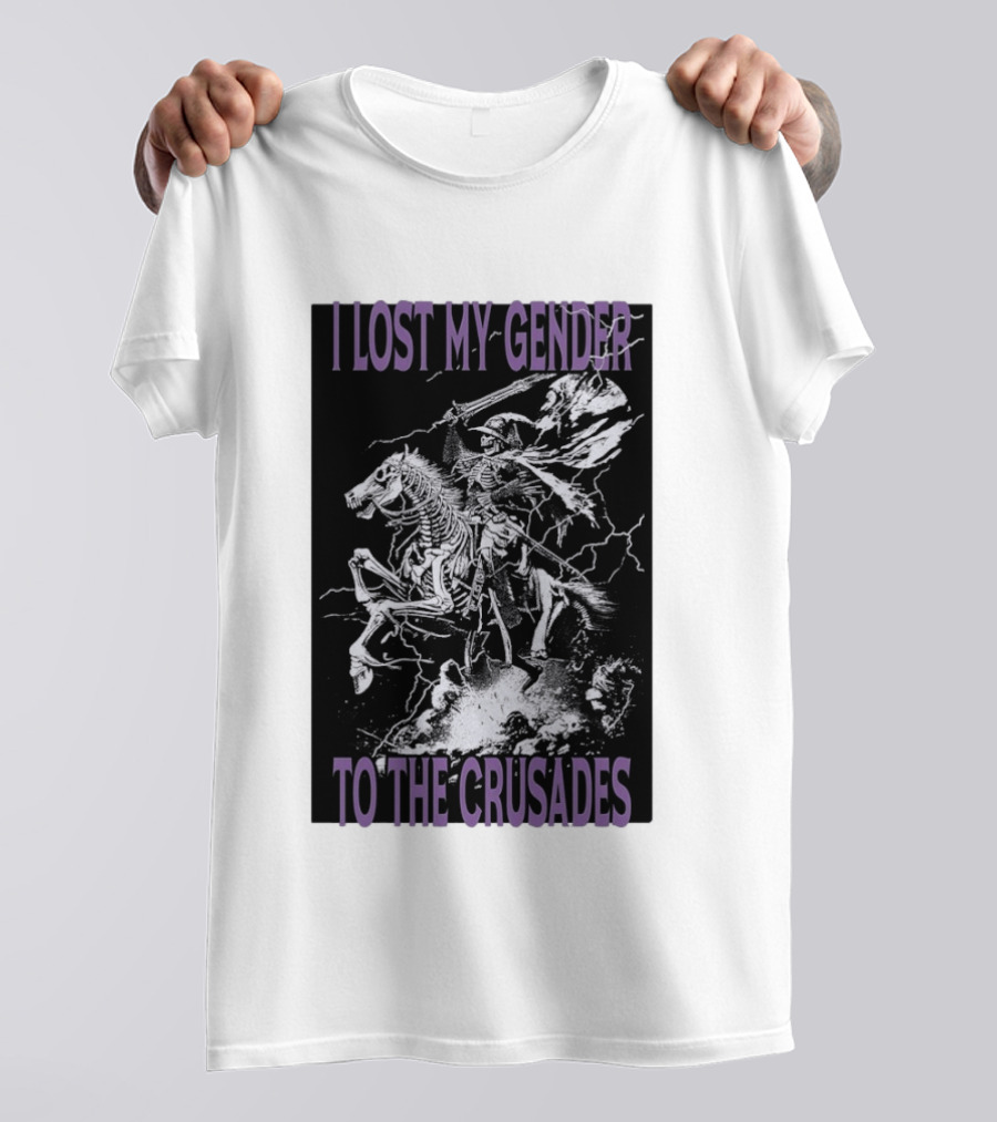 I Lost My Gender To The Crusades Skeleton Riding Horse Skeleton T-Shirt