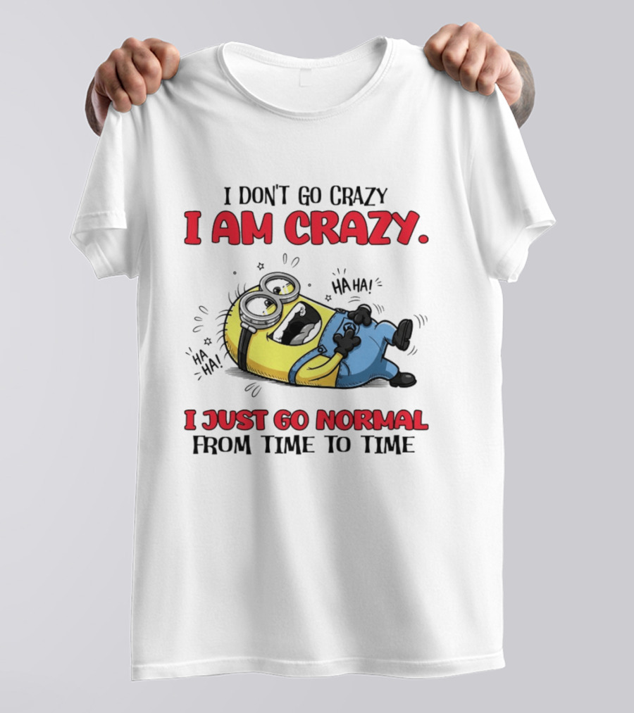 Minion I Don't Go Crazy I Am Crazy Haha I Just Go Normal From Time To Time T-Shirt