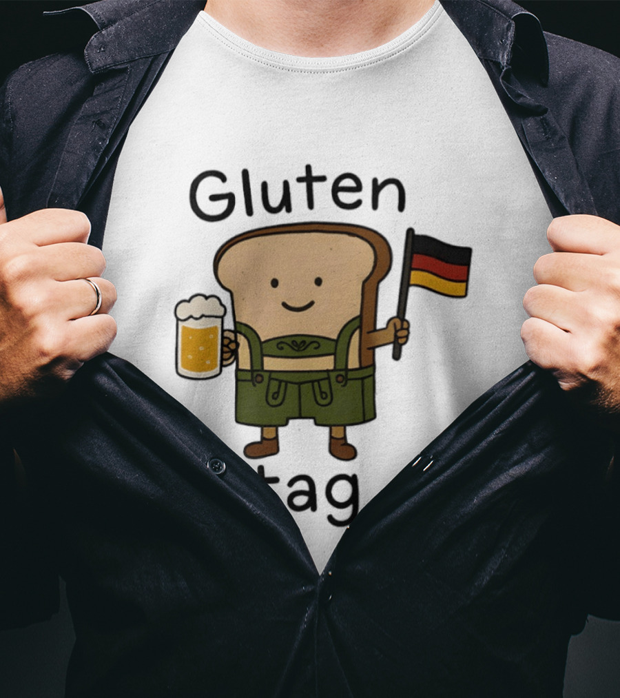 Gluten Tag Bread Character Lederhosen Beer German Flag T-Shirt