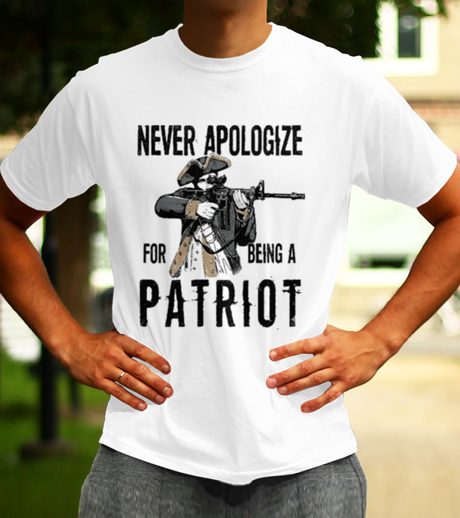 Never Apologize For Being A Patriot Revolutionary Soldier Rifle 2026 T-Shirt