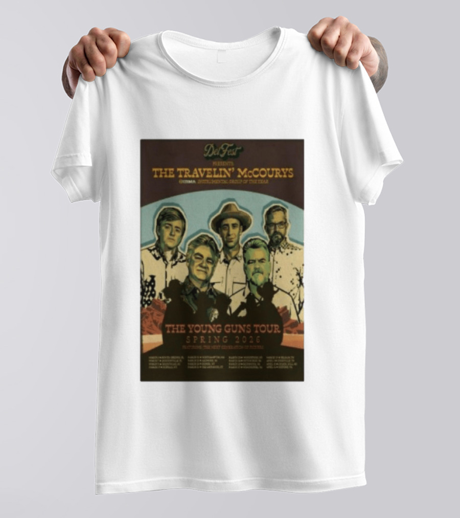 DelFest Presents The Travelin' McCourys IBMA Instrumental Group Of The Year The Young Guns Tour Spring 2026 Featuring The Next Generation Of Pickers T-Shirt