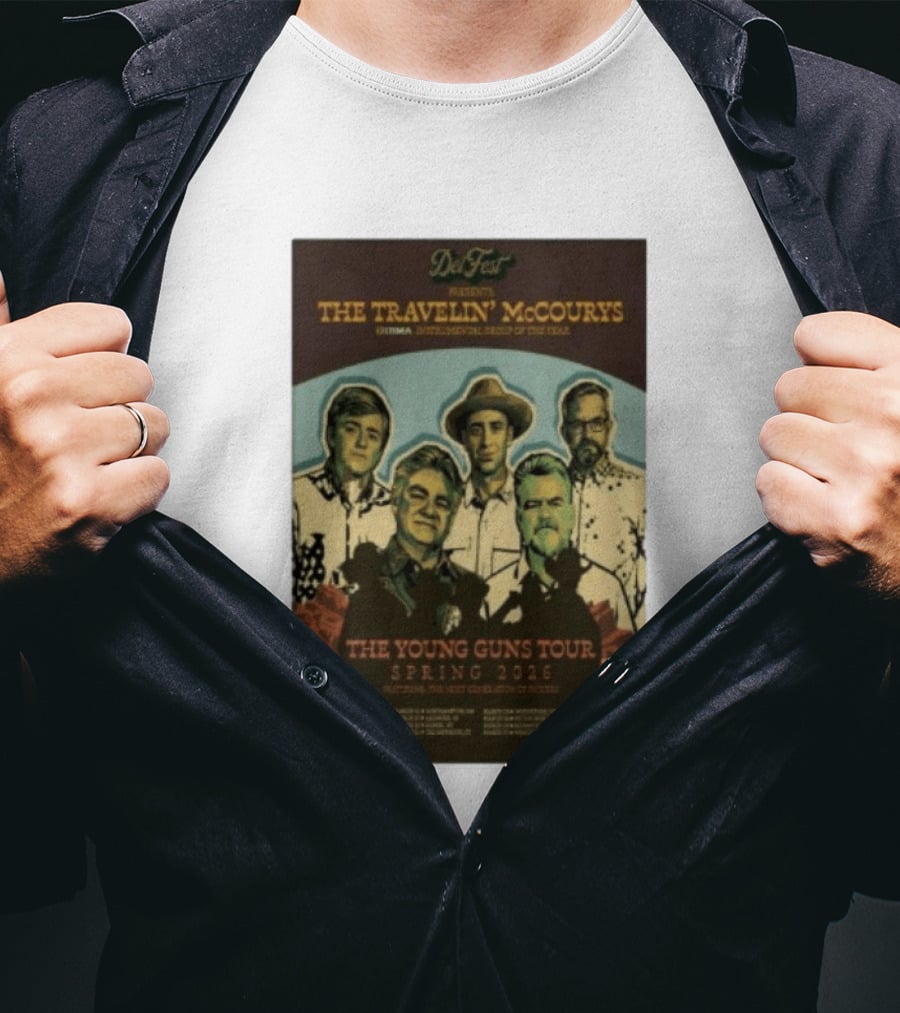 DelFest Presents The Travelin' McCourys IBMA Instrumental Group Of The Year The Young Guns Tour Spring 2026 Featuring The Next Generation Of Pickers T-Shirt