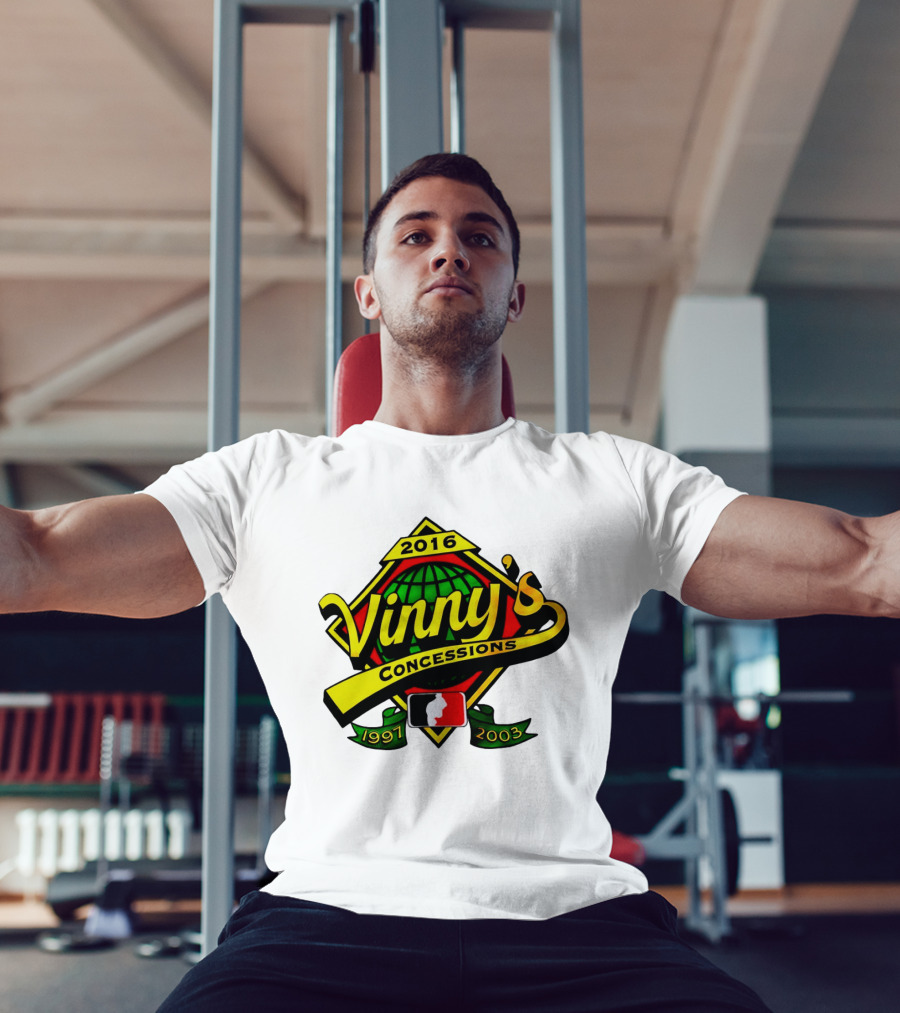Vinny's Concessions 1997 2003 2016 Globe Ribbon T-Shirt