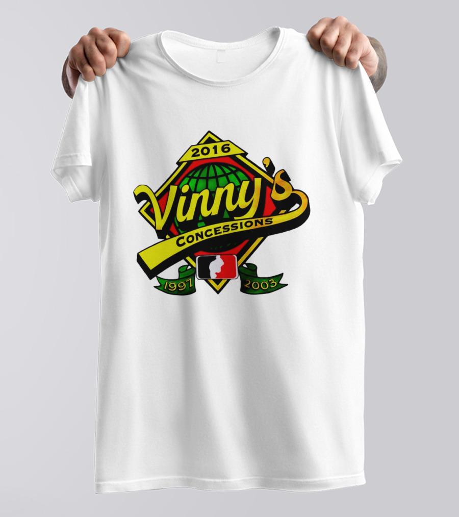 Vinny's Concessions 1997 2003 2016 Globe Ribbon T-Shirt