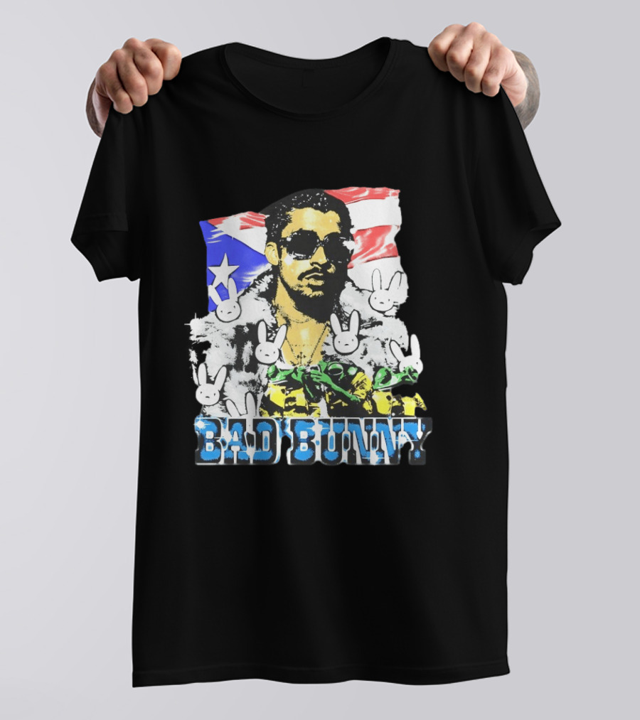 Bad Bunny Puerto Rican Flag Bunny Icon Latin Music T-Shirt