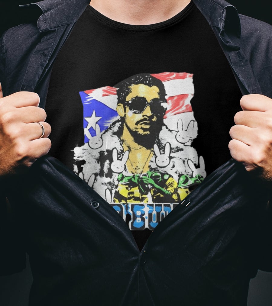 Bad Bunny Puerto Rican Flag Bunny Icon Latin Music T-Shirt