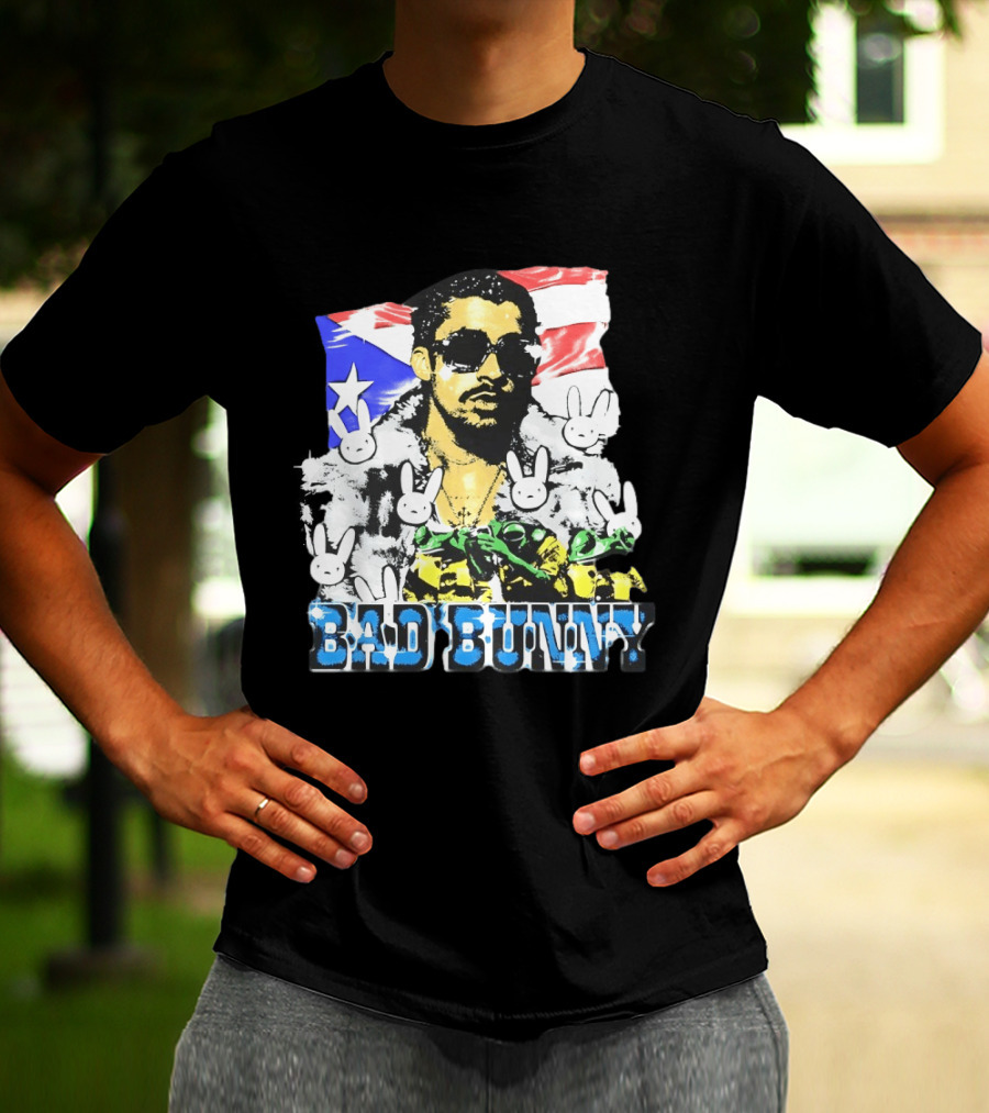 Bad Bunny Puerto Rican Flag Bunny Icon Latin Music T-Shirt