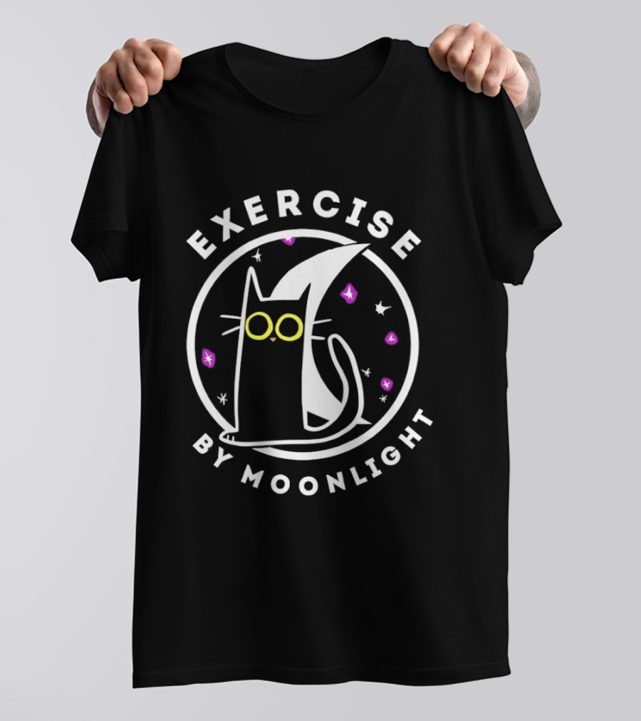 Exercise By Moonlight Black Cat Celestial T-Shirt