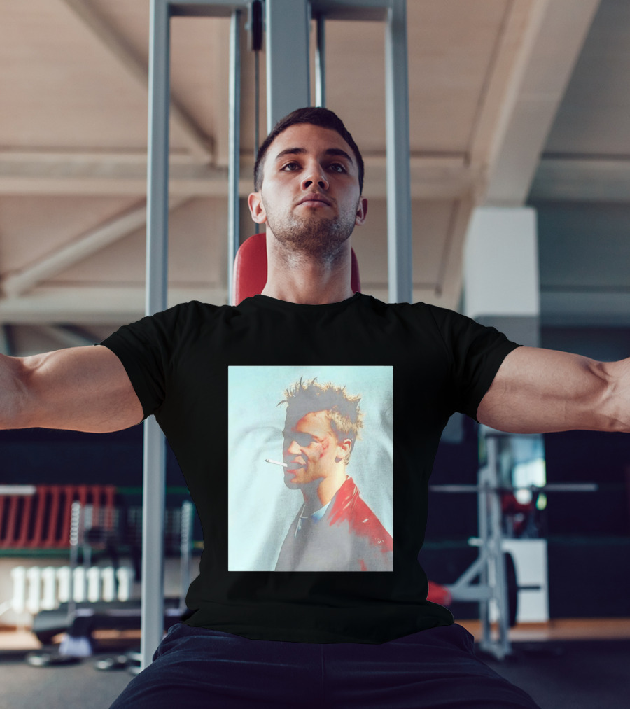 Brad Pitt Fight Club Smoking Tyler Durden Red Jacket Iconic Image T-Shirt