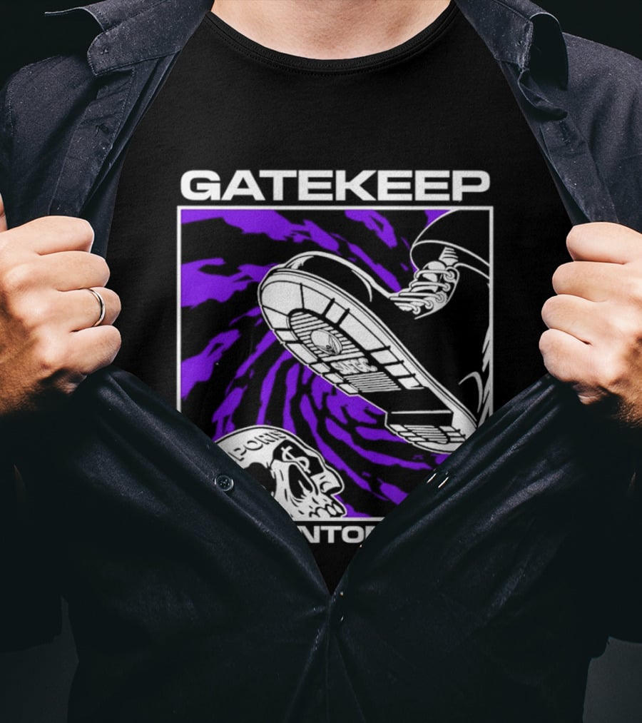 Gatekeep San Antonio Fighting Game Community Sneaker Skull T-Shirt