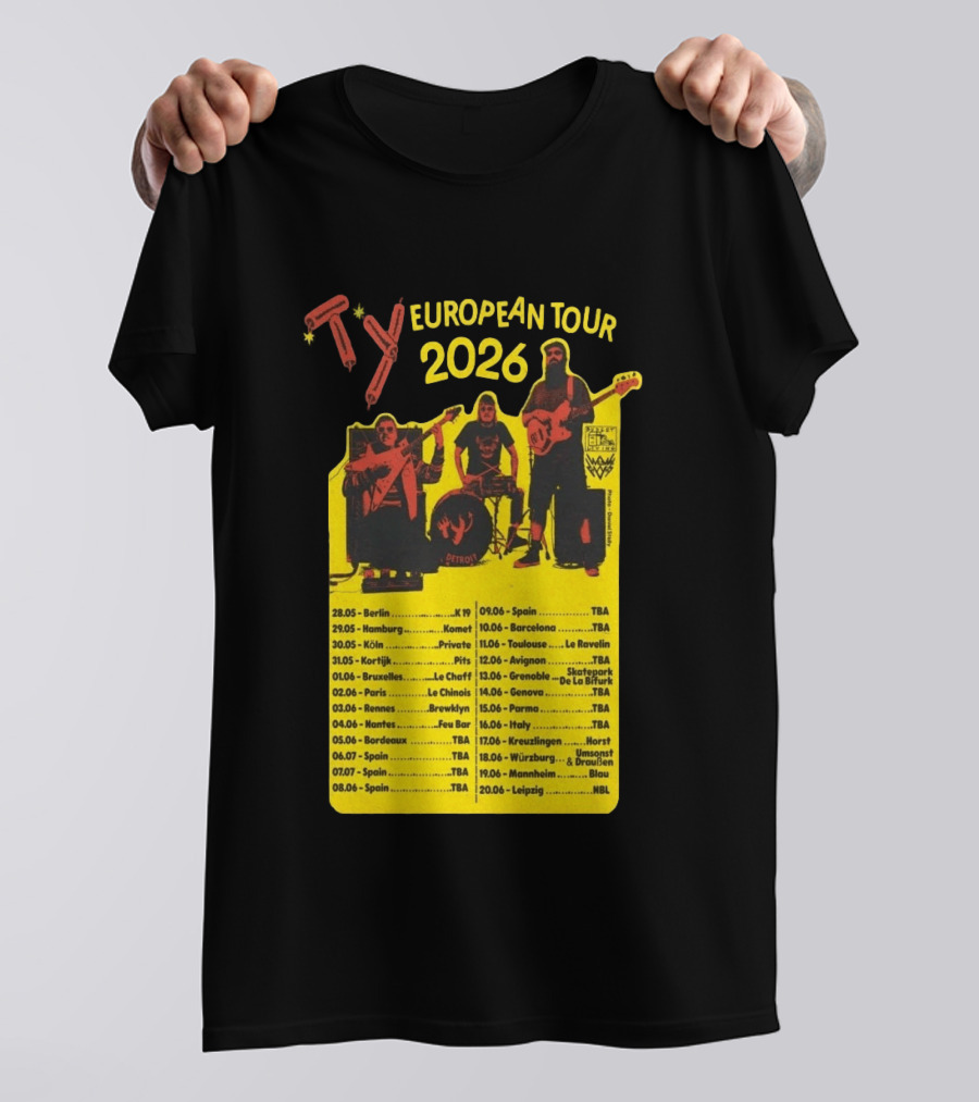 TY European Tour 2026 Band Tour Dates T-Shirt