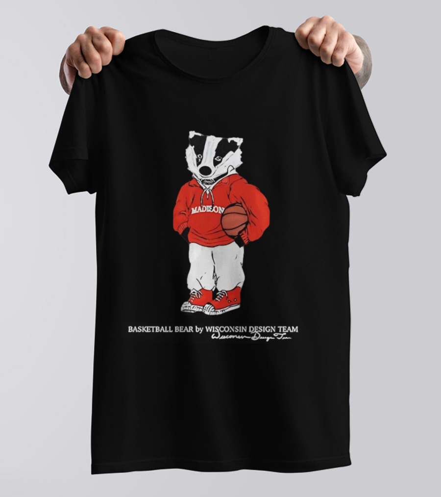 Madison Basketball Badger Wisconsin Team Bear T-Shirt
