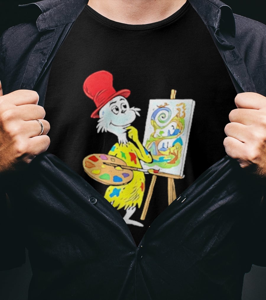 Sam I Am Red Hat Palette Painting Easel Whimsical Scene T-Shirt