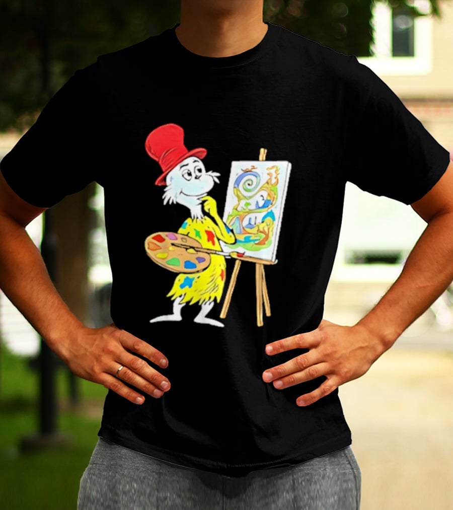 Sam I Am Red Hat Palette Painting Easel Whimsical Scene T-Shirt