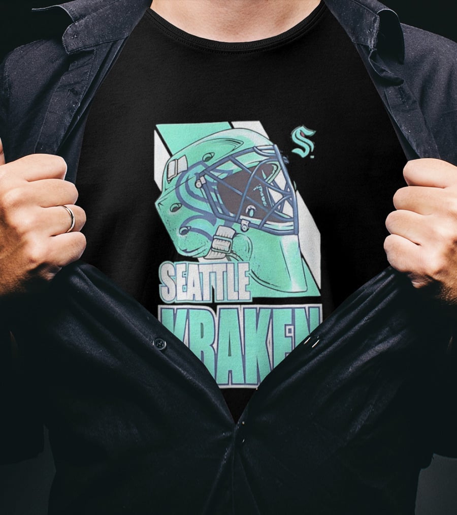 Seattle Kraken NHL Helmet Bucket Head Team T-Shirt