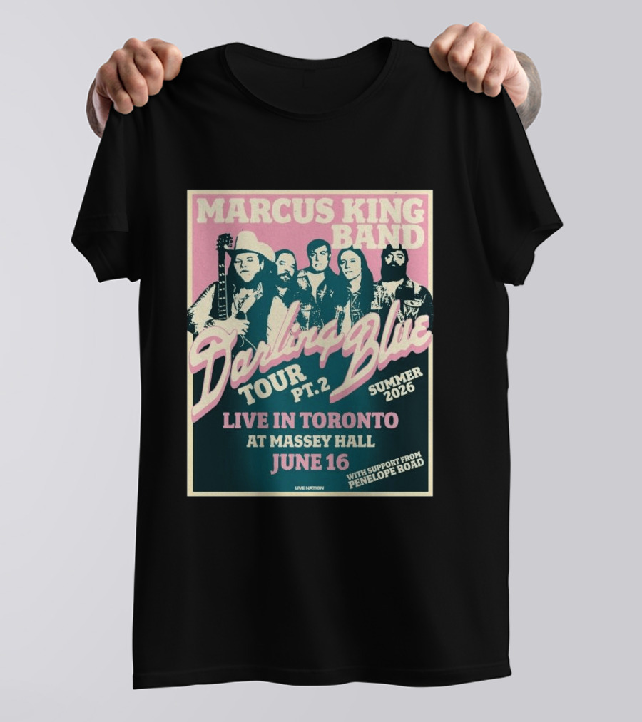 Marcus King Band Darling Blue Tour Part 2 Live In Toronto Massey Hall June 16 Summer 2026 Penelope Road Support T-Shirt