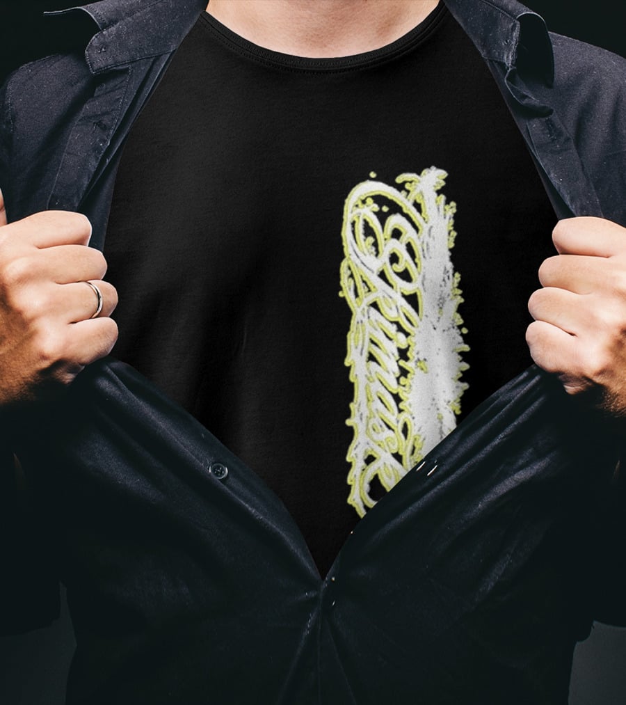 Ski Mask Script Neon Yellow Graffiti Style Vertical T-Shirt