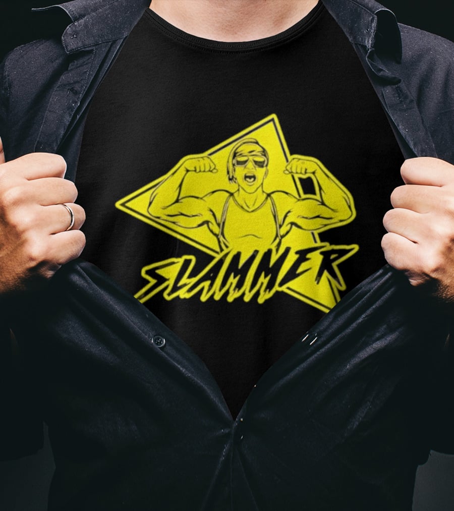 Slammer Muscle Man Headband Sunglasses Flexing Pose T-Shirt
