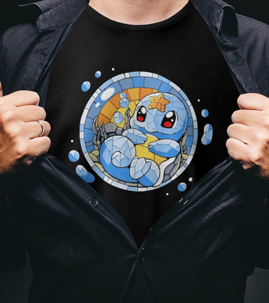Squirtle Stained Glass Window Pokemon T-Shirt