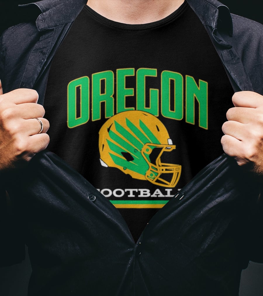 Oregon Football Green Yellow Helmet Iconic Team T-Shirt