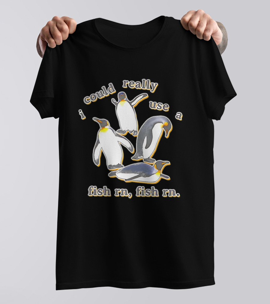 Penguin I Could Really Use A Fish Rn Fish Rn Funny Penguin Saying T-Shirt