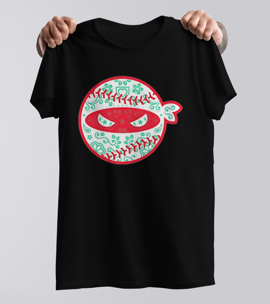 Pitching Ninja Mexico Baseball Dia De Los Muertos T-Shirt