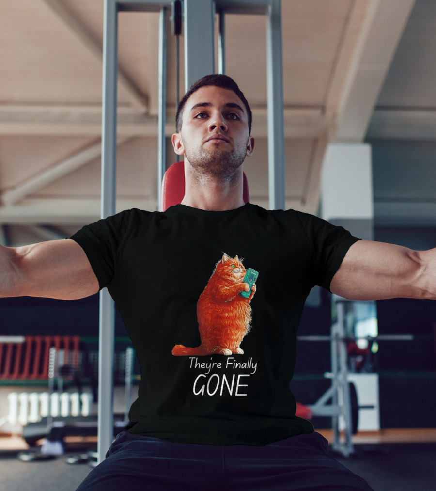 Cat They're Finally Gone Retro Video Game Console T-Shirt