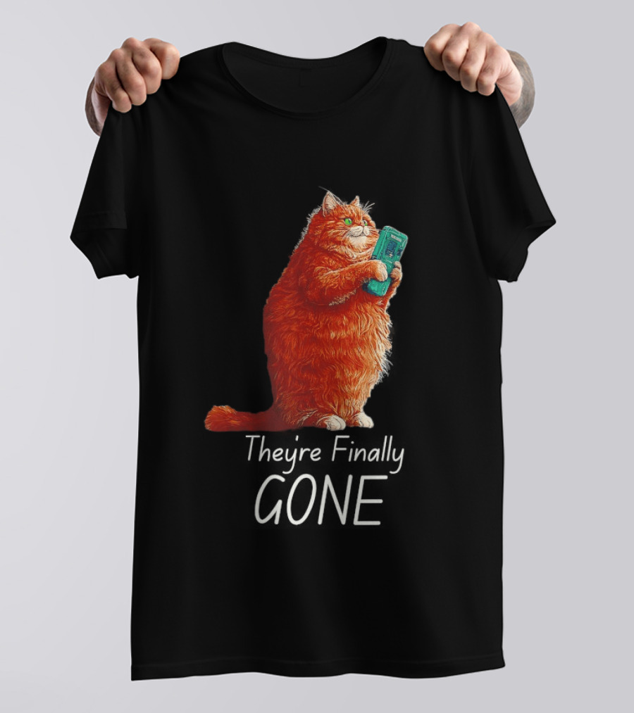 Cat They're Finally Gone Retro Video Game Console T-Shirt