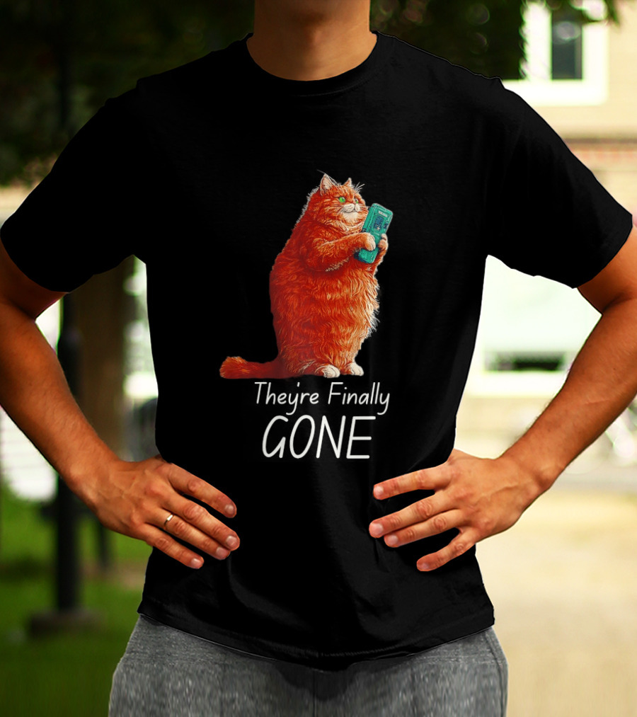 Cat They're Finally Gone Retro Video Game Console T-Shirt