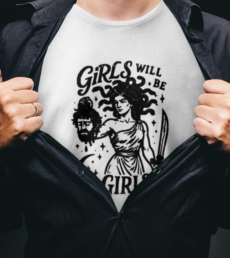 Girls Will Be Girls Medusa Holding Severed Head T-Shirt