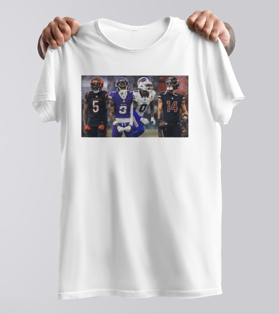 Bengals Vikings Bills Falcons Buckeyes Football Players NFL Collage T-Shirt