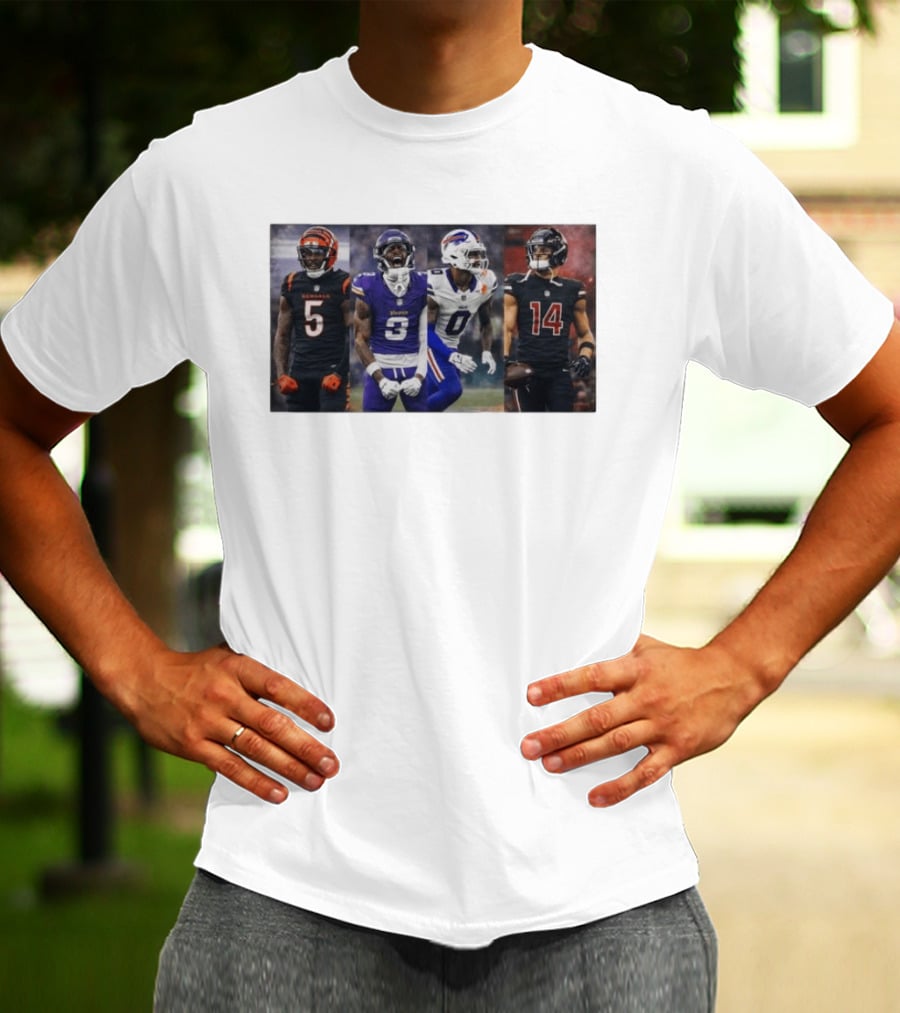 Bengals Vikings Bills Falcons Buckeyes Football Players NFL Collage T-Shirt